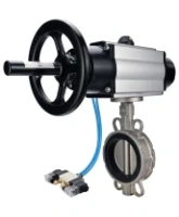 Затвор дисковый поворотный DN.ru WBV3232E-2W-Fb-H Ду150 Ру16, корпус - нержавеющая сталь 316L, диск - нержавеющая сталь 316L, уплотнение - EPDM, с пневмоприводом PA-DA-105-1 двойного действия, с пневмораспределителем 4V320-08 AC220V