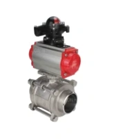 Кран шаровой DN.ru BV3232P(3pc)-FP-W-ISO-H Ду65 Ру25 полнопроходной двухходовой, нержавеющая сталь SS316, под приварку, уплотнение - PTFE, с пневмоприводом DN.ru PA-DA-83 и блоком концевых выключателей APL-210N
