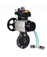 Затвор дисковый поворотный DN.ru WBV4242E-2W-Fb-ISO Дн80 Ру10 межфланцевый, корпус - НПВХ, диск - НПВХ, уплотнение - EPDM, с пневмоприводом PA-DA-105-1, пневмораспределителем 4V320-08 AC220V, БКВ APL-410N EX и БПВ AFC2000