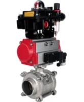 Кран шаровой DN.ru BV3232P(3pc)-FP-W-ISO-H WDVF Ду40 Ру40 полнопроходной, трехсоставной, корпус - нержавеющая сталь 316, уплотнение - PTFE, под приварку, с пневмоприводом PA-SA-105, пневмораспределителем 4M310-08 DC24V, БКВ APL-410N EX, БПВ AFC2000