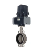 Затвор дисковый поворотный DN.ru WBV3232V-2W-Fb-H Ду100 Ру16, корпус - нержавеющая сталь 316L, диск - нержавеющая сталь 316L, уплотнение - Viton, с электроприводом DN.ru QTSA-N-007EM-O0-220VAC с пружинным возвратом