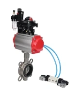 Затвор дисковый поворотный DN.ru WBV3131N-2W-Fb-H Ду150 Ру16, корпус - нержавеющая сталь 304, диск - нержавеющая сталь 304, уплотнение - NBR, с пневмоприводом DN.ru DN.ru PA-SA-160, пневмораспределителем 4V320-08 AC220V, БКВ APL-210N и БПВ AFC2000