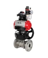 Кран шаровой DN.ru BV3131P(3pc)-FP-F-ISO-H Ду15 Ру40, трехсоставной полнопроходной фланцевый, нержавеющая сталь SS304, PTFE, с пневмоприводом PA-DA-052, пн.распределителем 4M310-08 DC24V, БКВ APL-210N, ручным дублером MON1-250-T26-ISO, с БПВ AFC2000