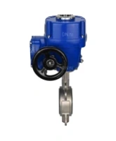 Затвор дисковый поворотный DN.ru WBV3232E-2W-Fb-H Ду150 Ру16, корпус - нержавеющая сталь 316L, диск - нержавеющая сталь 316L, уплотнение - EPDM, с электроприводом DN.ru QT-N-015M-O2-220VAC-У1 220В