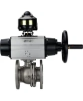 Кран шаровой DN.ru BV3232P(2pc)-FP-F-ISO-H Ду100 Ру16 полнопроходной фланцевый, корпус - нержавеющая сталь 316, уплотнение - PTFE, с пневмоприводом DN.ru PA-DA-105-1 и БКВ APL-510N EX