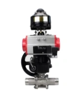 Кран шаровой DN.ru BV3232P(3pc)-FP-W-ISO-H LONG Ду65 Ру25 полнопроход., корпус - нерж.сталь 316, уплотнение - PTFE, под приварку, с пн.приводом PA-DA-083, пн.распределителем 4M310-08 AC220V, ручным дублером MON2-450-T28-ISO и БКВ APL-510N EX