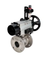 Кран шаровой DN.ru BV3232P(2pc)-FP-F-ISO-H Ду100 Ру16, полнопроходной фланцевый, нержавеющая сталь SS316, уплотнение - PTFE, с пневмоприводом PA-DA-105-1 двойного действия, с пневмораспределителем 4M310-08 AC220V, с БПВ AFC2000