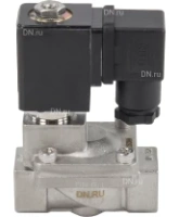 Клапан электромагнитный DN.ru VS431-ET-NC-24VDC 3/8″ Ду10 Ру16, соленоидный двухходовой, корпус - нержавеющая сталь 304, уплотнение - EPDM, резьбовой, нормально-закрытый, пилотный, катушка - 24В