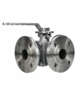Кран шаровой DN.ru BV3232P(2pc)-FP-3WL-F-ISO-H Ду20 Ру16 HYMT, трехходовой L-тип, полнопроходной, фланцевый, материал корпуса - нержавеющая сталь SS316, с ISO фланцем и рукояткой
