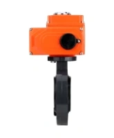 Затвор дисковый поворотный DN.ru WBV4242E-2W-Fb-ISO Дн80 Ру10 межфланцевый, корпус - НПВХ, диск - НПВХ, уплотнение - EPDM, с электроприводом DN.ru QT-N-003EM-O1-24VDC-У1 HARK