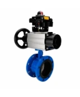 Затвор дисковый поворотный DN.ru WBV1331E-2W-F-H Ду50 Ру16 фланцевый, корпус - чугун GGG40, диск - нержавеющая сталь 304, уплотнение - EPDM, с пневмоприводом DN.ru PA-DA-105-1 и БКВ APL-410N EX