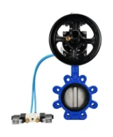Затвор дисковый поворотный DN.ru WBV1631N-2W-Fb-H Ду150 Ру16 LUG корпус - чугун QT450, диск - нержавеющая сталь 304, уплотнение - NBR, с пневмоприводом PA-DA-105-1, пневмораспределителем 4V320-08 AC220V и БКВ APL-210N
