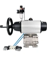 Кран шаровой DN.ru BV3232P(3pc)-FP-SW-ISO-H Ду100 Ру63 полнопроходной, корпус - нержавеющая сталь SS316, под приварку, с пневмоприводом PA-DA-105-1, пневмораспределителем 4V320-08 AC220V, БПВ AFC2000