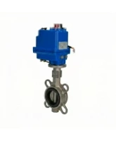 Затвор дисковый поворотный DN.ru WBV3232V-2W-Fb-H Ду50 Ру16, корпус - нержавеющая сталь 316L, диск - нержавеющая сталь 316L, уплотнение - VITON, с электроприводом QT-N-003EM-O1-12VDC-У1 blue