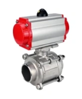 Кран шаровой DN.ru BV3232P(3pc)-FP-W-ISO-H WDVF Ду15 Ру63 полнопроходной, трехсоставной, корпус - нержавеющая сталь 316, уплотнение - PTFE, под приварку, с пневмоприводом PA-DA-052