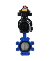Затвор дисковый поворотный DN.ru WBV1631N-2W-Fb-H Ду150 Ру16 LUG корпус - чугун QT450, диск - нержавеющая сталь 304, уплотнение - NBR, с пневмоприводом PA-DA-105-1, пневмораспределителем 4M310-08 DC24V, БКВ APL-410N EX и БПВ AFC2000