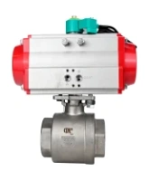 Кран шаровой DN.ru BV3232P(2pc)-FP-T-ISO-H Ду100 Ру40 полнопроходной, внутренняя резьба, нержавеющая сталь 316, уплотнение - PTFE, с пневмоприводом PA-DA-083 и магнитным переключателем ALS200D