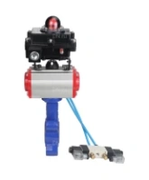 Затвор дисковый поворотный DN.ru WBV1616E-2W-Fb-H Ду50 Ру16 LUG корпус - чугун QT450, диск - чугун QT450, уплотнение - EPDM, с пневмоприводом DN.ru PA-DA-065, пневмораспределителем 4V320-08 AC220V и БКВ APL-410N EX