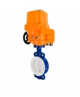 Затвор дисковый поворотный DN.ru WBV3434Pf-2W-Fb-H Ду80 Ру16 корпус - углеродистая сталь WCB, диск - углеродистая сталь WCB, футерованный PTFE, уплотнение - PTFE, с электроприводом DN.ru QT-EX-010M-O2-220VAC-У1