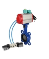 Затвор дисковый поворотный DN.ru WBV1132N-2W-Fb-H Ду40 Ру16 корпус - чугун GG25, диск - нержавеющая сталь 316L, уплотнение - NBR, с пневмоприводом PA-SA-083, пневмораспределителем 4V320-08 AC220V и магнитным переключателем ALS200D