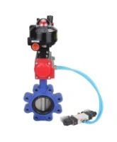 Затвор дисковый поворотный DN.ru WBV1631N-2W-Fb-H Ду150 Ру16 LUG корпус - чугун QT450, диск - нержавеющая сталь 304, уплотнение - NBR, с пневмоприводом DN.ru PA-SA-160, пневмораспределителем 4V320-08 AC220V, БКВ APL-510N EX и БПВ AFC2000
