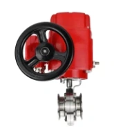 Затвор дисковый поворотный DN.ru WBV3131E-2W-C-H Ду50 Ру10 кламповый, корпус - пищевая нержавеющая сталь 304, уплотнение - EPDM, с электроприводом QT-EX-005M-O2-220VAC-У1 с моментной муфтой и штурвалом