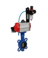 Затвор дисковый поворотный DN.ru WBV1413E-2W-Fb-H Ду40 Ру16, корпус - чугун GGG50, диск - чугун GGG40, уплотнение - EPDM, с пневмоприводом DN.ru PA-DA-052 двойного действия, пневмораспределителем 4M310-08 AC220V, БПВ AFC2000