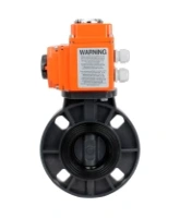 Затвор дисковый поворотный DN.ru WBV4242E-2W-Fb-ISO Дн80 Ру10 межфланцевый, корпус - НПВХ, диск - НПВХ, уплотнение - EPDM, с электроприводом DN.ru QT-N-003EM-O1-24VDC-У1 HARK
