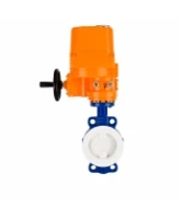 Затвор дисковый поворотный DN.ru WBV3434Pf-2W-Fb-H Ду80 Ру16 корпус - углеродистая сталь WCB, диск - углеродистая сталь WCB, футерованный PTFE, уплотнение - PTFE, с электроприводом DN.ru QT-EX-010M-O2-220VAC-У1