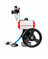 Кран шаровой DN.ru BV3232P(4pc)-SP-3WT-T-ISO-H WDVF Ду25 Ру63 стандартнопроходной, 3-ходовой Т-тип, внутренняя резьба, с пневмоприводом PA-DA-065, пневмораспределителем 4V320-08 AC220V, БПВ AFC2000 и ручным дублером MON1-250-T26-ISO