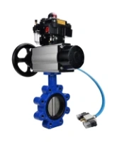 Затвор дисковый поворотный DN.ru WBV1631N-2W-Fb-H Ду150 Ру16 LUG корпус - чугун QT450, диск - нержавеющая сталь 304, уплотнение - NBR, с пневмоприводом PA-DA-105-1, пневмораспределителем 4V320-08 AC220V, БКВ APL-410N EX и БПВ AFC2000