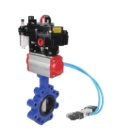 Затвор дисковый поворотный DN.ru WBV1616E-2W-Fb-H Ду100 Ру16 LUG корпус - чугун QT450, диск - чугун QT450, уплотнение - EPDM, с пневмоприводом DN.ru PA-DA-083, пневмораспределителем 4V320-08 AC220V, БКВ APL-410N EX и БПВ AFC2000