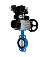 Затвор дисковый поворотный DN.ru WBV1132N-2W-Fb-H Ду125 Ру16, корпус - чугун GG25, диск - нержавеющая сталь 316L, уплотнение - NBR, с пневмоприводом DN.ru PA-DA-105-1 и с электропневматическим поворотным позиционером YT-1000RSN с обратной связью
