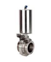 Затвор дисковый поворотный кламповый DN.ru WBV3131S-2W-C-H Ду100 Ру10 корпус - пищевая нержавеющая сталь 304, уплотнение – Silicon, с пневмоприводом DN.ru PA-SA-85 с возвратными пружинами