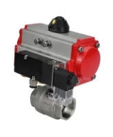Кран шаровой DN.ru BV3232P(2pc)-FP-T-ISO-H Ду80 Ру40 полнопроходной двухходовой, нержавеющая сталь 316, внутренняя резьба, уплотнение - PTFE, с пневмоприводом PA-SA-130 с возвратными пружинами и пневмораспределителем 4M310-08 220В