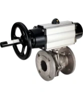 Кран шаровой DN.ru BV3232P(2pc)-FP-F-ISO-H Ду100 Ру16, полнопроходной фланцевый, корпус - нержавеющая сталь 316, уплотнение - PTFE, с пневмоприводом DN.ru PA-DA-105-1