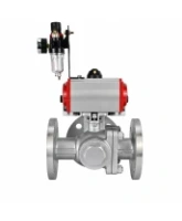 Кран шаровой DN.ru BV3232P(2pc)-FP-3WL-F-ISO-H Ду20 Ру16 HYMT трехходовой L-тип, полнопроходной, фланцевый, корпус - нержавеющая сталь AISI316, с пневмоприводом PA-DA-052, пневмораспределителем 4M320-08 AC220V и БПВ AFC2000