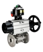 Кран шаровой DN.ru BV3131P(3pc)-FP-F-ISO-H Ду100 Ру16 полнопроходной трехсоставной, фланцевый, нержавеющая сталь 304, уплотнение - PTFE, 22х22, F10, WDVF, с пневмоприводом DN.ru PA-DA-105-1 и БКВ APL-510N EX