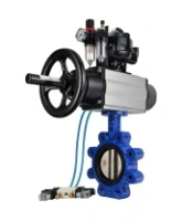 Затвор дисковый поворотный DN.ru WBV1616E-2W-Fb-H Ду125 Ру16 LUG корпус - чугун QT450, диск - чугун QT450, уплотнение - EPDM, с пневмоприводом DN.ru PA-DA-105-1, пневмораспределителем 4V320-08 AC220V, БКВ APL-510N EX и БПВ AFC2000
