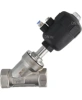 Клапан отсечной пневматический DN.ru VSP3241P-T-1PNC 1 1/2″ Ду40 Ру25, корпус - нержавеющая сталь SS316, резьбовой, Y-образный, корпус привода - пластик