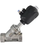 Клапан отсечной пневматический DN.ru VSP3241P-T-1PNC 1 1/2″ Ду40 Ру25, корпус - нержавеющая сталь SS316, резьбовой, Y-образный, корпус привода - пластик