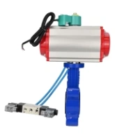 Затвор дисковый поворотный DN.ru WBV1631E-2W-Fb-H Ду65 Ру16 LUG межфланцевый, корпус - чугун QT450, диск - нержавеющая сталь AISI 304, EPDM, с пневмоприводом PA-SA-105, пневмораспределителем 4V320-08 AC220V и магнитным переключателем ALS200D