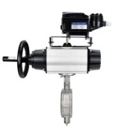 Затвор дисковый поворотный DN.ru WBV3131V-2W-Fb-H Ду150 Ру16 межфланцевый, корпус - нержавеющая сталь 304, диск - нержавеющая сталь 304, уплотнение - VITON, с пневмоприводом PA-DA-105-1 и позиционером YT-1000RSN без обратной связи