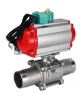 Кран шаровой DN.ru BV3232P(3pc)-FP-W-ISO-H LONG Ду80 Ру25 полнопроходной, корпус - нержавеющая сталь 316, уплотнение - PTFE, под приварку, с пневмоприводом PA-DA-083, пневмораспределителем 4M310-08 AC220V и магнитным переключателем ALS200D