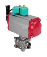 Кран шаровой DN.ru BV3232P(3pc)-FP-W-ISO-H Ду80 Ру25 полнопроходной, корпус - нержавеющая сталь 316, уплотнение - PTFE, под приварку, с пневмоприводом PA-DA-105, пневмораспределителем 4M310-08 AC220V и магнитным переключателем ALS200D