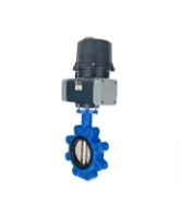 Затвор дисковый поворотный DN.ru WBV1616E-2W-Fb-H Ду100 Ру16 LUG межфланцевый, корпус - чугун QT450, диск - чугун QT450, уплотнение - EPDM, с электроприводом четвертьоборотным DN.ru QTSA-N-014EM-O0-220VAC с пружинным возвратом