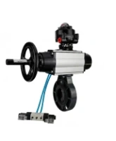 Затвор дисковый поворотный DN.ru WBV4242E-2W-Fb-ISO Дн80 Ру10 межфланцевый, корпус - НПВХ, диск - НПВХ, уплотнение - EPDM, с пневмоприводом PA-DA-105-1, пневмораспределителем 4V320-08 AC220V и БКВ APL-510N EX