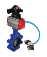Затвор дисковый поворотный DN.ru WBV1631N-2W-Fb-H Ду150 Ру16 LUG корпус - чугун QT450, диск - нержавеющая сталь 304, уплотнение - NBR, с пневмоприводом DN.ru PA-SA-160, пневмораспределителем 4V320-08 AC220V и БКВ APL-210N