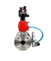 Кран шаровой DN.ru BV3232P(2pc)-FP-3WL-F-ISO-H Ду20 Ру16 HYMT, трехходовой L-тип, полнопроходной, фланцевый, корпус - нержавеющая сталь SS316, с пневмоприводом PA-DA-052, пневмораспределителем 4V320-08 AC220V, БКВ APL-210N и БПВ AFC2000