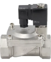 Клапан электромагнитный DN.ru VS431-ET-NC-24VDC 1 1/2″ Ду40 Ру16, соленоидный двухходовой, корпус - нержавеющая сталь 304, уплотнение - EPDM, резьбовой, нормально-закрытый, пилотный, катушка - 24В